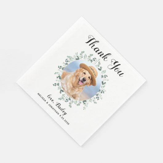 Custom Dog Wedding Danke Ihnen Modernes Foto Serviette (Ecke)