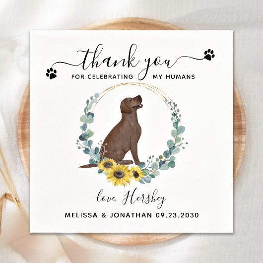 Custom Dog Wedding Danke Labrador Cocktail Serviette