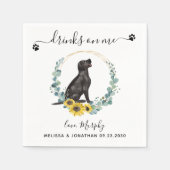 Custom Dog Wedding Drinks auf Me Black Lab Cocktai Serviette (Vorderseite)