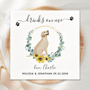 Custom Dog Wedding Drinks auf Me Yellow Labrador Serviette