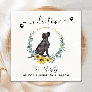 Custom Dog Wedding I do to Black Lab Cocktail Serviette