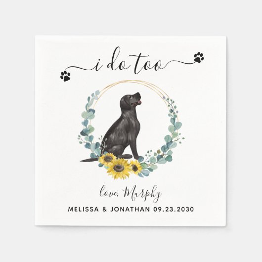 Custom Dog Wedding I do to Black Lab Cocktail Serviette (Vorderseite)