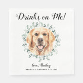 Custom Dog Wedding Open Bar Golden Retriever Serviette (Vorderseite)