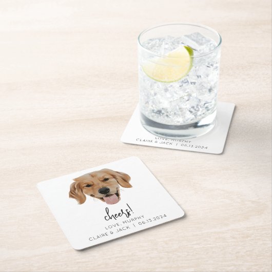 Custom Dog Wedding Paper Untersetzer Cheers Modern (Vor Ort)