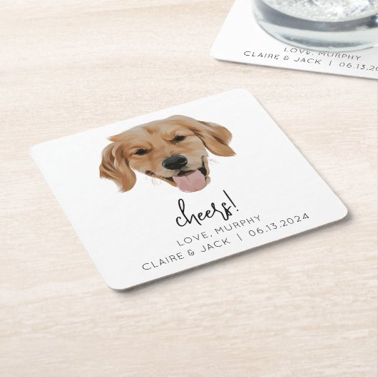 Custom Dog Wedding Paper Untersetzer Cheers Modern (angewinkelt)