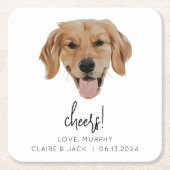 Custom Dog Wedding Paper Untersetzer Cheers Modern (Vorderseite)