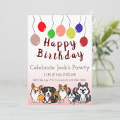 Custom-Dog Welpe Geburtstagsparty Einladung (Stehend Vorderseite)
