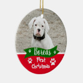 Custom Dogs First Christmas Keramik Ornament (Rechts)