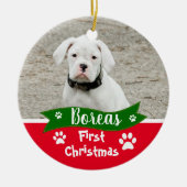 Custom Dogs First Christmas Keramik Ornament (Vorne)