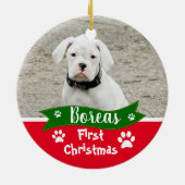 Custom Dogs First Christmas Keramik Ornament (Hinten)