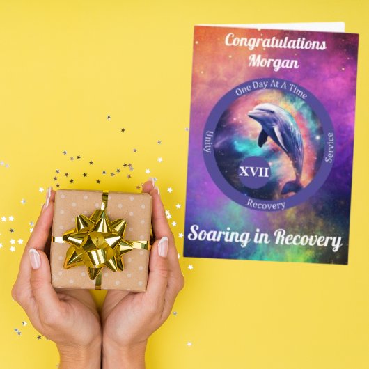 Custom Dolphin Erholung Meilenstein Card - Sobriri Karte