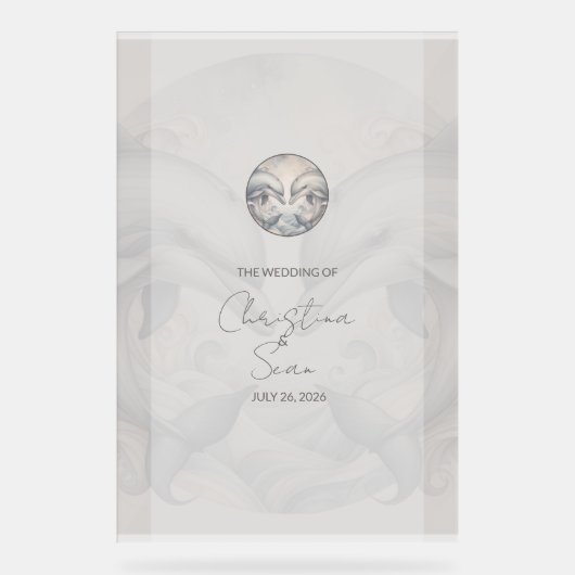 Custom Dolphin Theme Wedding Sign Acrylschild (Vorderseite)