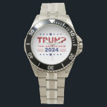 Custom Donald Trump 2024 Amerika zurück bringen Armbanduhr<br><div class="desc">Zeigen Sie Ihre Unterstützung stilvoll mit unserem Custom Donald Trump 2024 Take America Back Watch! Dieses kühne Zeitstück enthält den Slogan "Take America Back", in dem ein Bekenntnis zum Patriotismus und zur Verpflichtung auf die Wahlen 2024 abgegeben wird. Mit einer individuell anpassbaren Armbanduhr-Optik und langlebigen, hochwertigen Materialien ist dieses Accessoire...</div>