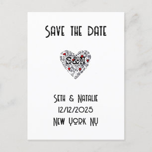 Custom Doodle Save the Date Hochzeit Postkarte