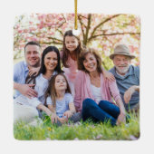 Custom Doppelseitenfamilie Zwei Fotos Weihnachten Keramikornament (Rückseite)