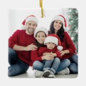 Custom Doppelseitenfamilie Zwei Fotos Weihnachten Keramikornament (Vorderseite)