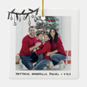 Custom Doppelseitenfamilie Zwei Fotos Weihnachten Keramikornament (Rückseite)