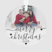 Custom Doppelseitenfamilie Zwei Fotos Weihnachten Ornament (Rückseite)