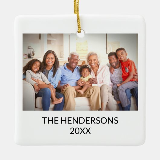 Custom Double Side Family Foto Portait Weihnachten Keramikornament (Vorderseite)