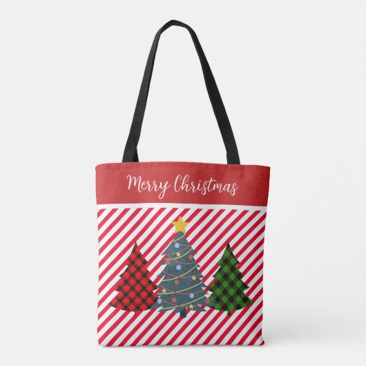 Custom Double Side Red White Stripes Candy Cane Tasche (Rückseite)