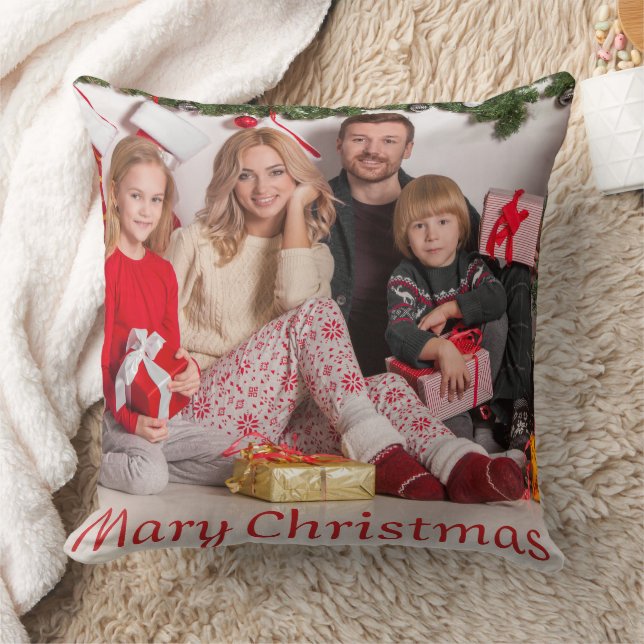 Custom Double-Sided Family Photo Christmas gift Kissen (Decke)