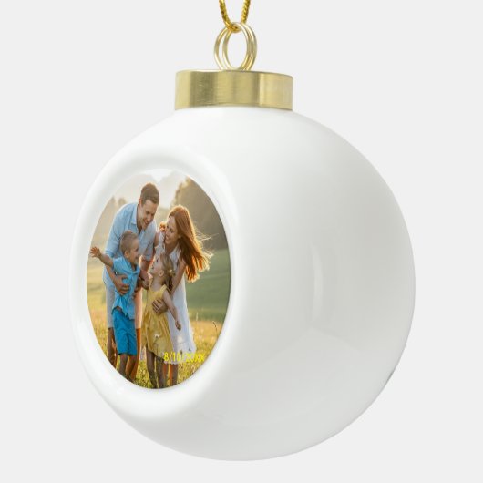 Custom Double Sided Family Two Photo Christmas Cer Keramik Kugel-Ornament (Rechts)
