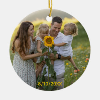 Custom Double Sided Family Two Photo Christmas Cer Keramik Ornament