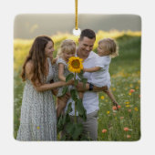 Custom Double Sided Family Two Photo Christmas Cer Keramikornament (Rückseite)