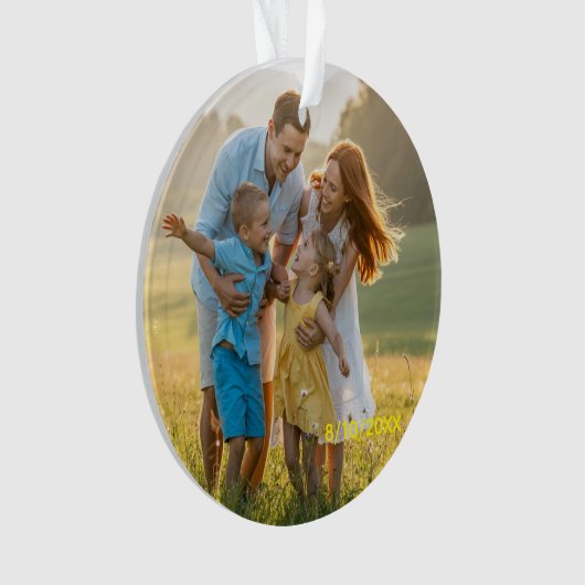 Custom Double Sided Family Two Photo Christmas Cer Ornament (Vorderseite)