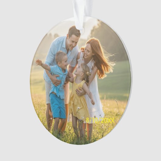 Custom Double Sided Family Two Photo Christmas Cer Ornament (Vorderseite)