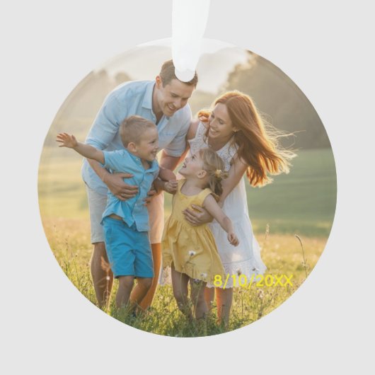 Custom Double Sided Family Two Photo Christmas Cer Ornament (Vorderseite)