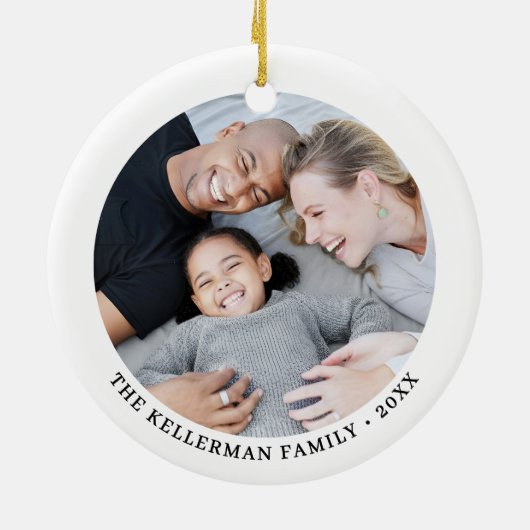 Custom Double Sided Family Two Photo Christmas Keramik Ornament (Hinten)