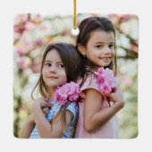 Custom Double Sided Family Two Photo Christmas Keramikornament (Rückseite)