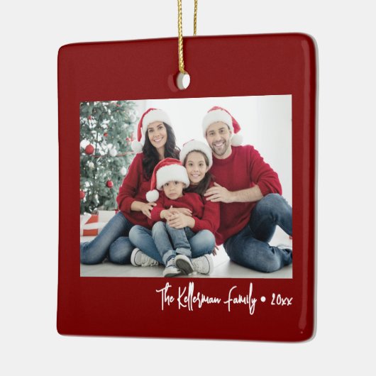 Custom Double Sided Family Two Photo Christmas Keramikornament (Links)