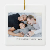 Custom Double Sided Family Two Photo Christmas Keramikornament (Rückseite)