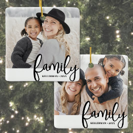 Custom Double Sided Family Two Photo Christmas Keramikornament