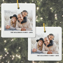 Custom Double Sided Family Two Photo Christmas Keramikornament
