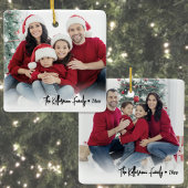 Custom Double Sided Family Two Photo Christmas Keramikornament