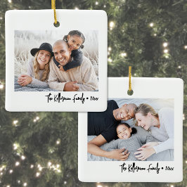 Custom Double Sided Family Two Photo Christmas Keramikornament