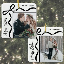 Custom Double Sided Family Two Photo Christmas Keramikornament