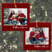 Custom Double Sided Family Two Photo Christmas Keramikornament