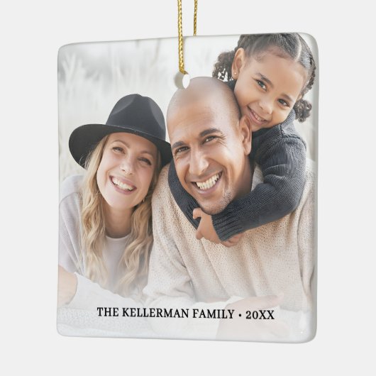 Custom Double Sided Family Two Photo Christmas Keramikornament (Links)