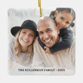 Custom Double Sided Family Two Photo Christmas Keramikornament (Vorderseite)