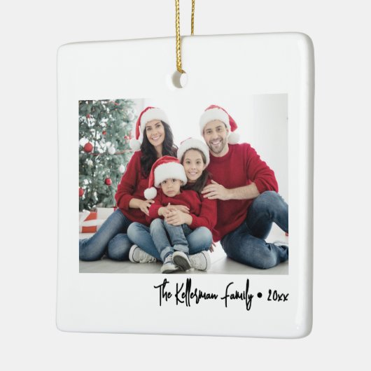 Custom Double Sided Family Two Photo Christmas Keramikornament (Links)