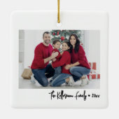 Custom Double Sided Family Two Photo Christmas Keramikornament (Rückseite)
