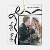 Custom Double Sided Family Two Photo Christmas Keramikornament (Links)