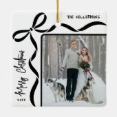 Custom Double Sided Family Two Photo Christmas Keramikornament (Rückseite)