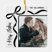 Custom Double Sided Family Two Photo Christmas Keramikornament (Vorderseite)