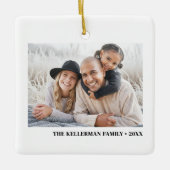 Custom Double Sided Family Two Photo Christmas Keramikornament (Vorderseite)