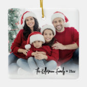 Custom Double Sided Family Two Photo Christmas Keramikornament (Vorderseite)